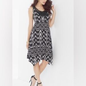 Soma Black and White Zigzag Jersey Dress Size XL Like New Pullover Sleev…